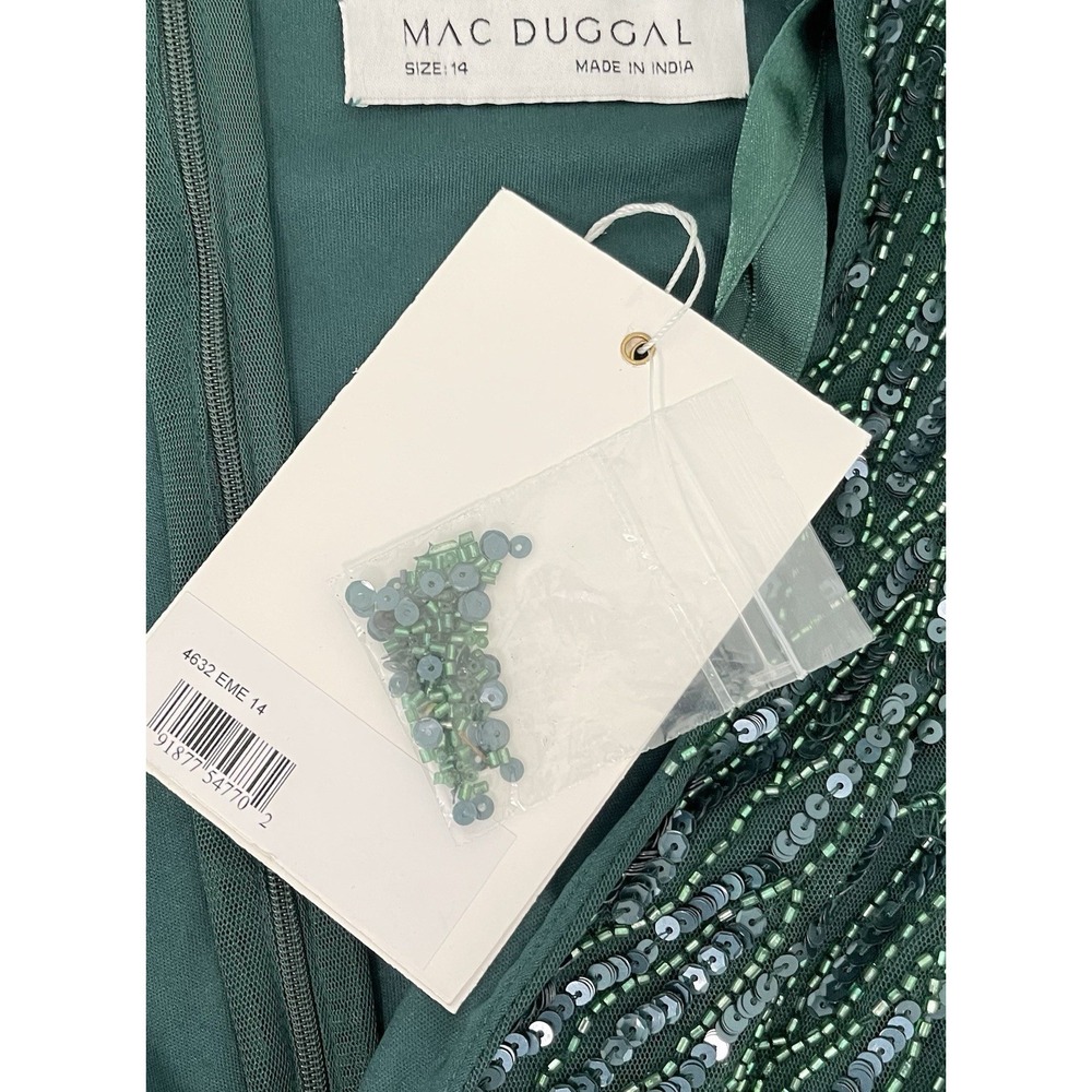 Mac Duggal 4632 Emerald Green Sequin Long Sleeve Cocktail Dress Size 14 $498 - Picture 8 of 8